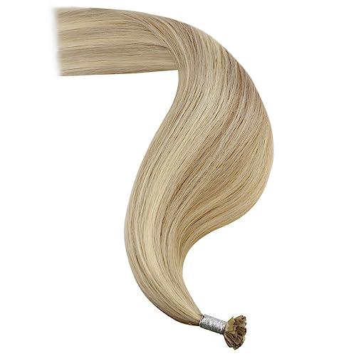 YoungSee YoungSee U Tip Hair Extensions Highlight Golden Blonde and Medium Blonde U Tips Extensions Human Hair Blonde Utip Hair Extensions Blonde Hot Fusion Hair Extensions Human Hair for Women 16In 1G/S 50G