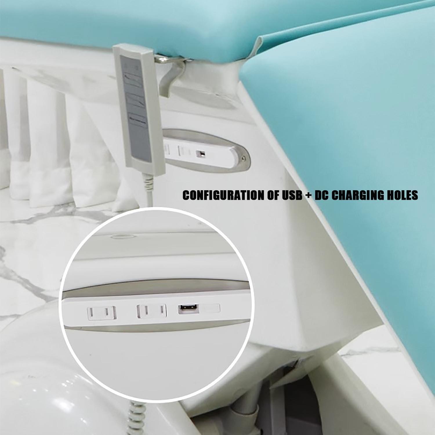 Boiyttylle Boiyttylle 3 Motors Electric Facial Chair Full Electrical Massage Table Dental Bed Adjustable Reclining Chair for Podiatry Tattoo Spa Salon All Purpose Bed Chair,Blue