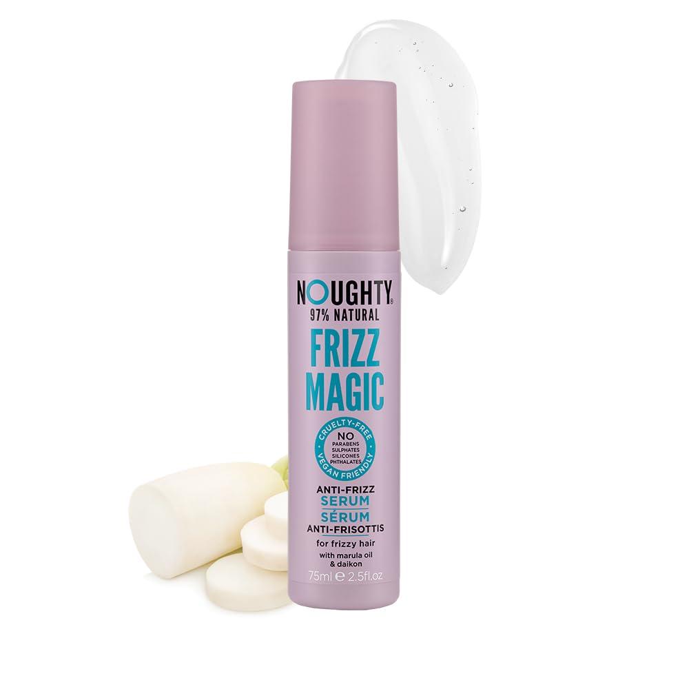 Noughty Noughty 97% Natural Frizz Magic Serum, Anti Frizz, Smoothing and Styling Formula for Frizzy, Curly and Wavy Hair with Marula Oil and Daikon, Sulphate Free Vegan Haircare 75ml
