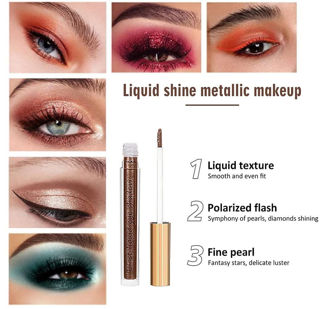 VERONNI VERONNI Liquid Glitter Eyeshadow Set,10 pcs Glitter Eyeshadow Makeup Kit, Metallic Shimmer Liquid Eye Shadow, Long Lasting Waterproof Quick-Drying Colorful Glitter Eye Shadow for Women Girls