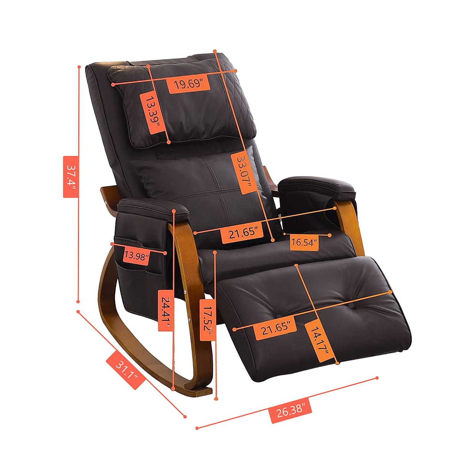 Seegool Seegool Rocking Massage Chair with Heat and Vibration Function, PU Leather Electric Massage Chair Remote Control with Adjustable Footrest and 2 Side Pocket Living Room Chair