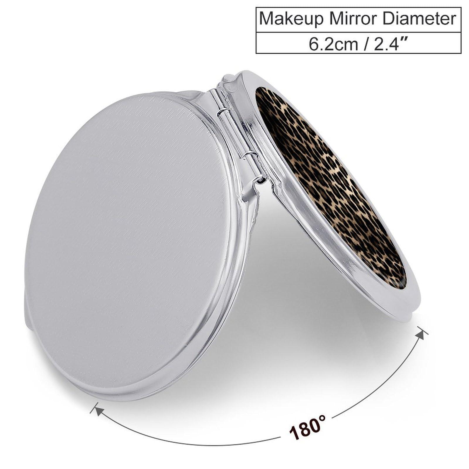 NWTRJ NWTRJ Travel Makeup Mirror Portable Folding Cosmetic Compact Mirror Black Leopard Print Mini Pocket Mirror for Purses with 2 X 1x Magnification, Style