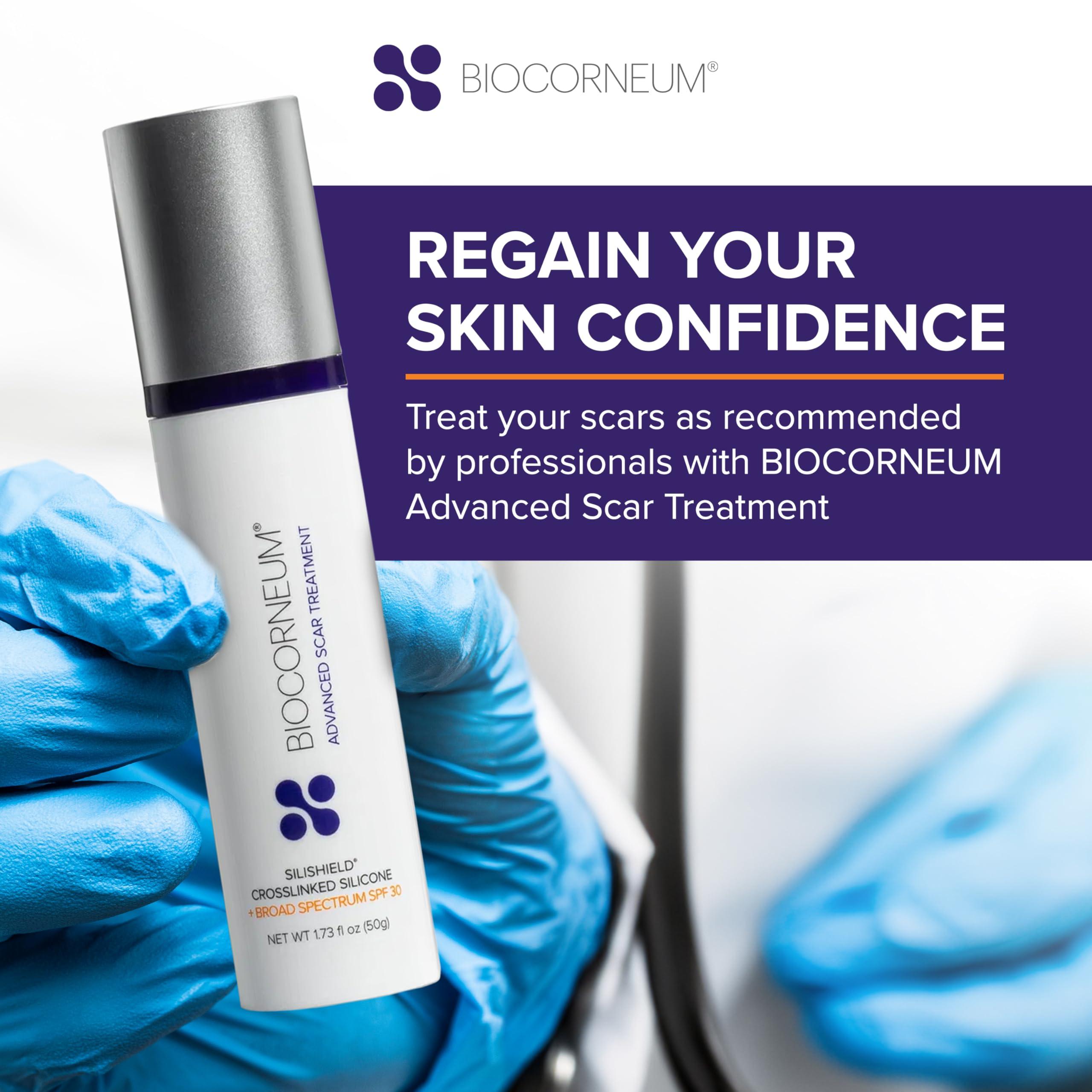 bioCorneum Advanced Scar Treatment with Silishield & SPF 30 20g Made in the USA, Fast-Drying, Water-Resistant Silicone Scar Gel - Surgeon Recommended for New & Old Scars - Suitable for Children Over 6 Months