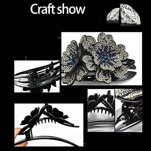 Generic Rhinestone Flower Hair Clips Duckbill Clip Ponytail Holder Diamond Hair Barrettes for Women Girls Thin Thick Long Hair Accessories(G)