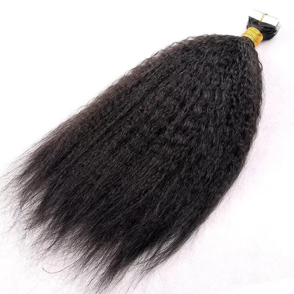 YiXing Kinky Straight Tape In Hair Extensions Human Hair YiXing Tape Extensions Human Hair 200g/Bundle,80Pcs Seamless Tape Ins for Black Women Braided Remy Hair 10Inch