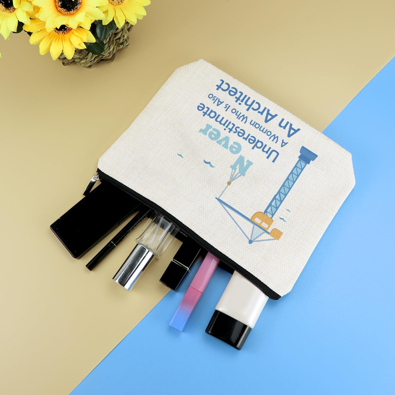 Mikela Architect Gifts for Women Makeup Bag Architectural Engineer Gifts Graduation Gift for Architect Student Teacher Cosmetic Bag Architecture Gifts for Her Woman Friends Co-worker Christmas Birthday Gift