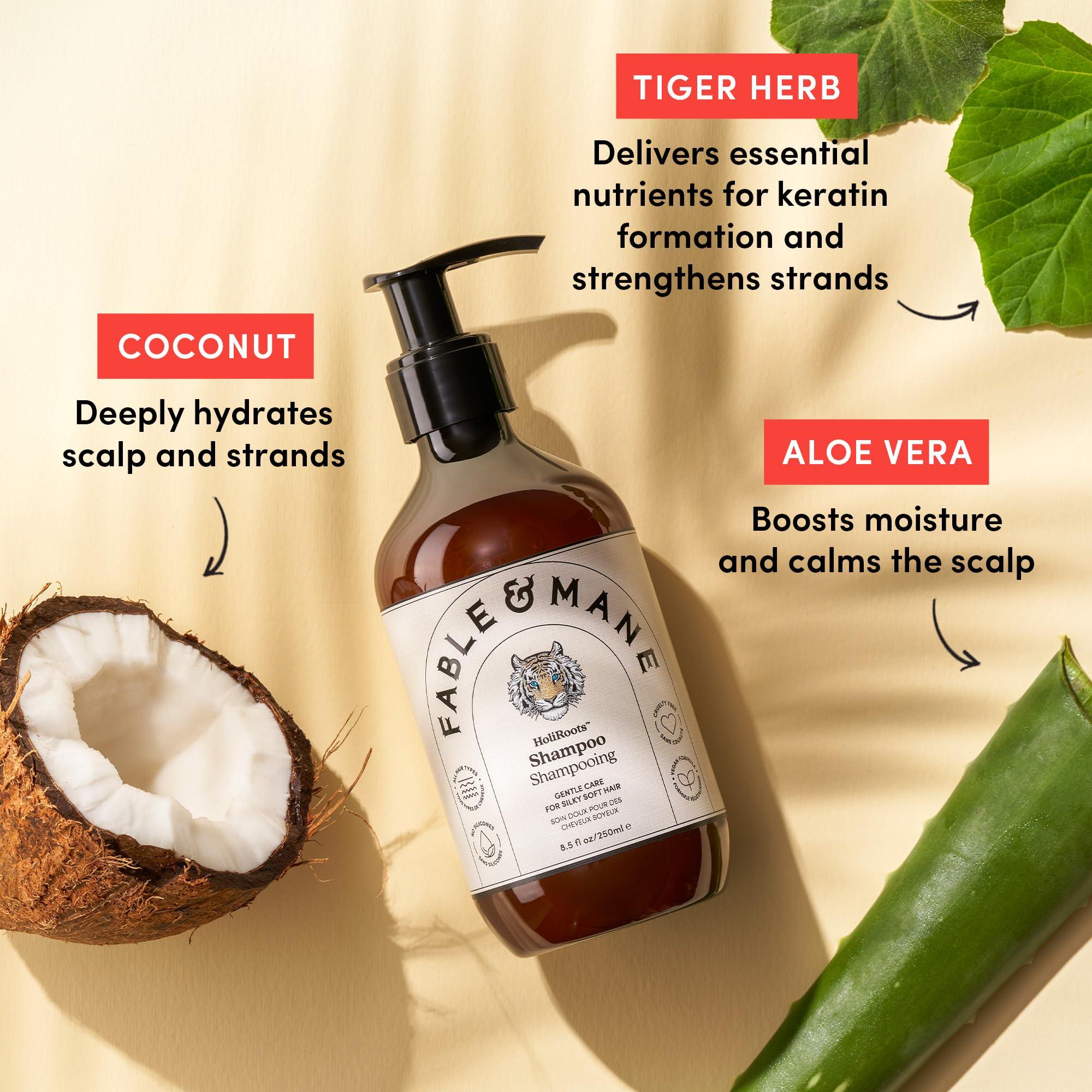 Fable & Mane Fable & Mane Hydrating Shampoo, Moisturises and Cleanses Dry, Damaged Hair with Aloe Vera and Coconut Oil. For Medium to Thick Hair Types