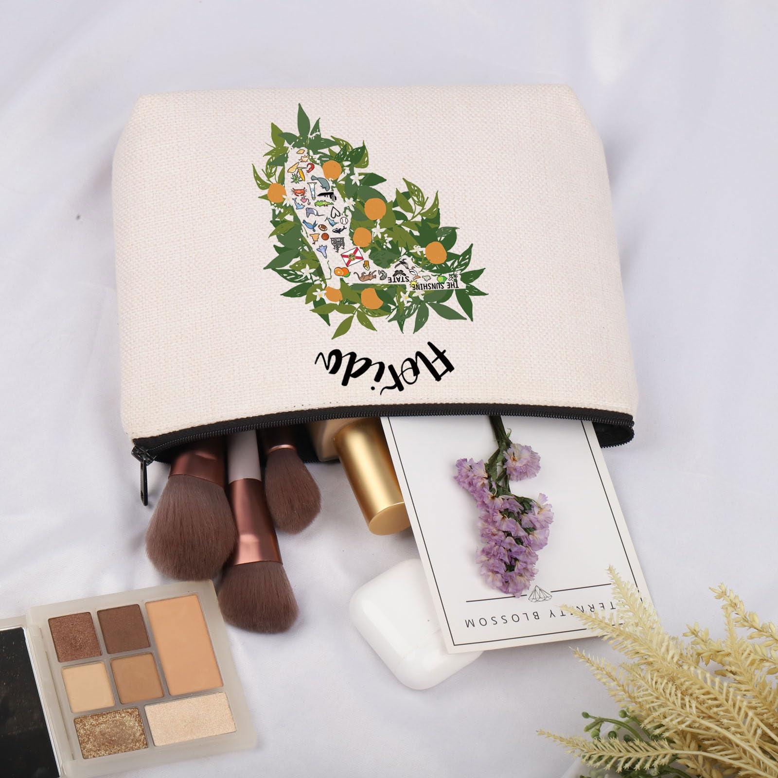 JNIAP JNIAP Florida vacation Gift Florida Themed Cosmetic Bag Florida State Map Gift (Florida Bag)