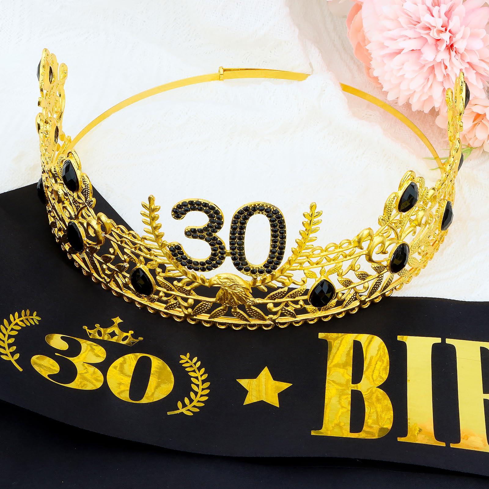 CIEHER CIEHER 30th Birthday King Crown & 30th Birthday Sash for Men30th Birthday Crowns for Men 30th Birthday King Tiara, 30th Birthday Gifts for Men, 30th Birthday Decorations Men