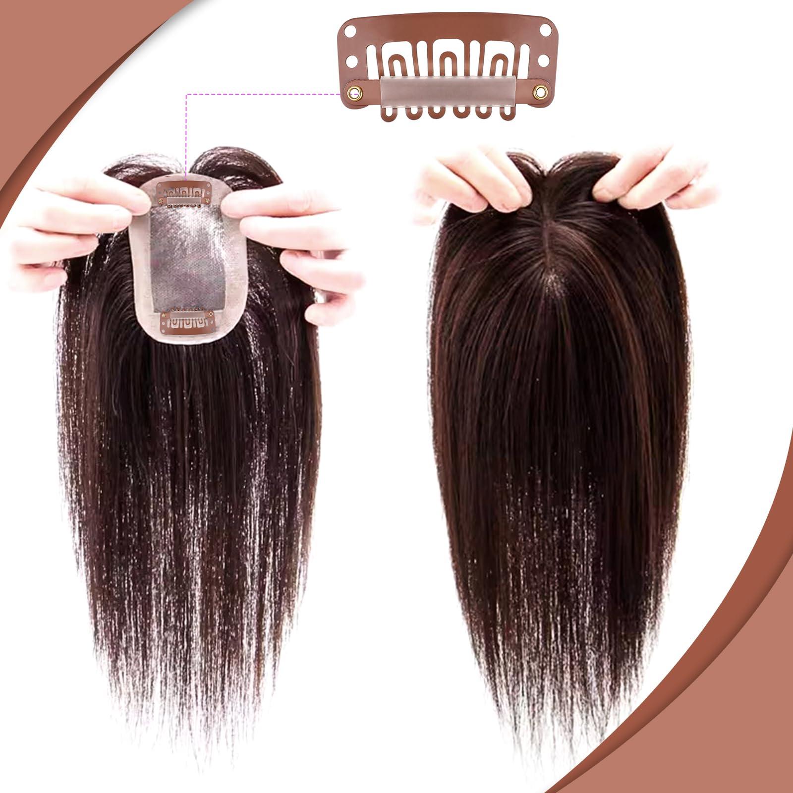 Mozeat Lens 50Pcs Snap Clips for Hair Extensions Wig Clips to Secure Wig No Sew 6 Teeth U Shape Metal Silicon Brown Wigs Hair Extension Clips for Women Hairpiece, Wig Clips Extension Clips to Secure Wig