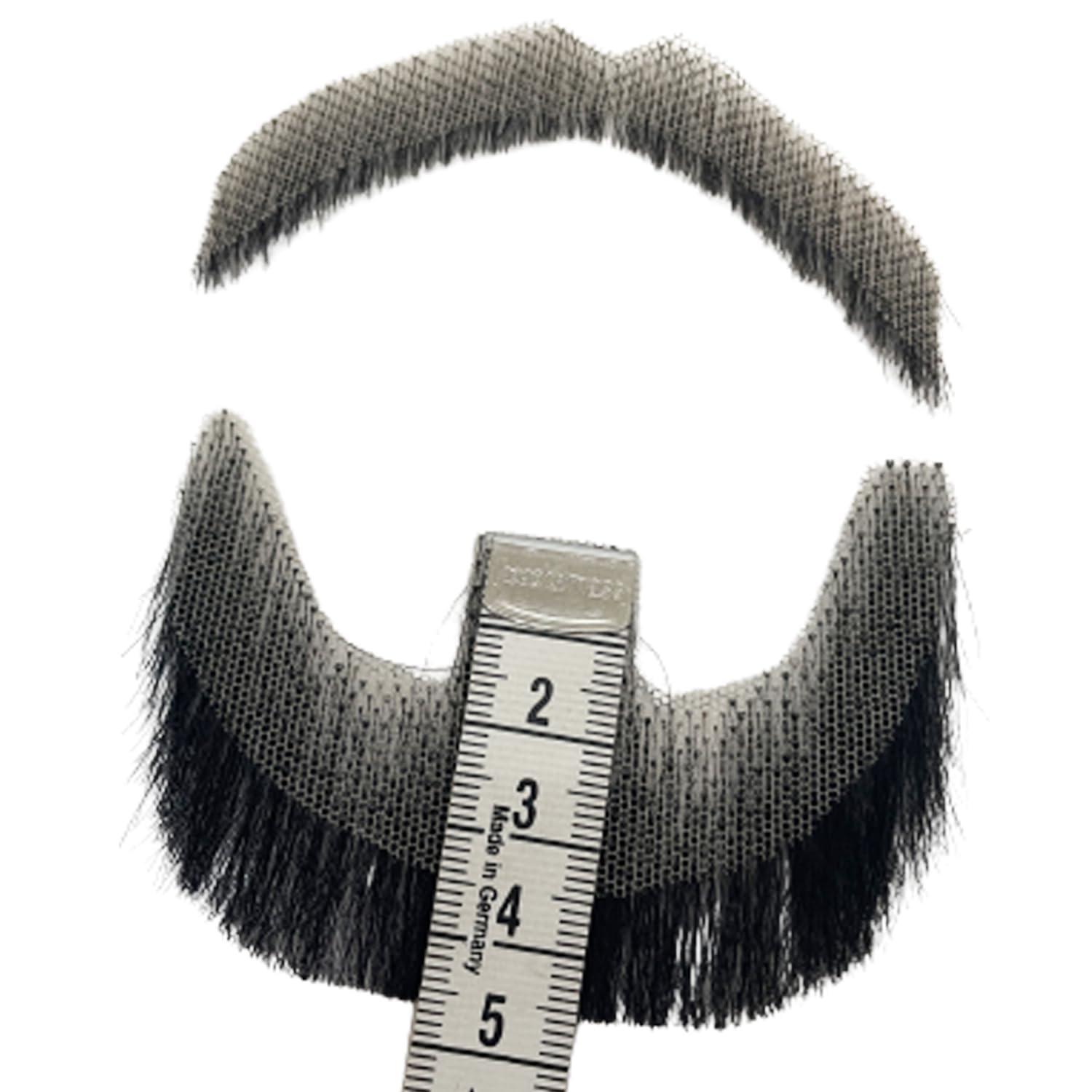 Voloria Voloria Fake Beard Human Hair Full Hand Tied Facial Hair Black Goatee False Beards Lace Invisible Fake FaceMustache for Entertainment Drama Party Costume Party (Style-1, Black)