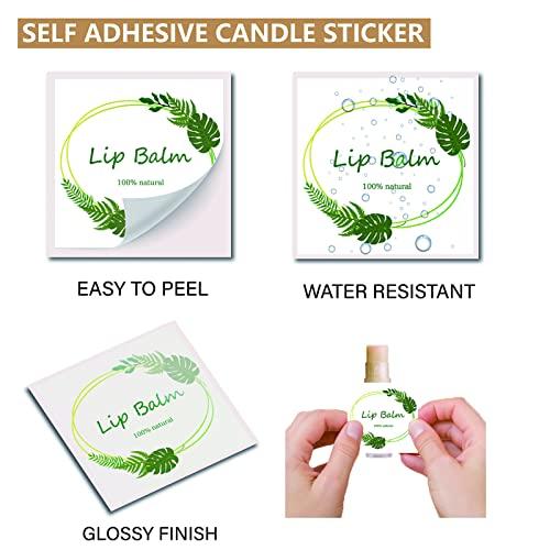 CRASPIRE CRASPIRE Lip Balm Labels 80pcs Homemade Lip Balm Labels 2 Clear Lip Balm Labels for Tubes Printable Waterproof Lip Balm Stickers Labels for Lip Balm Handcream Candle ContainerLeaves-White Green