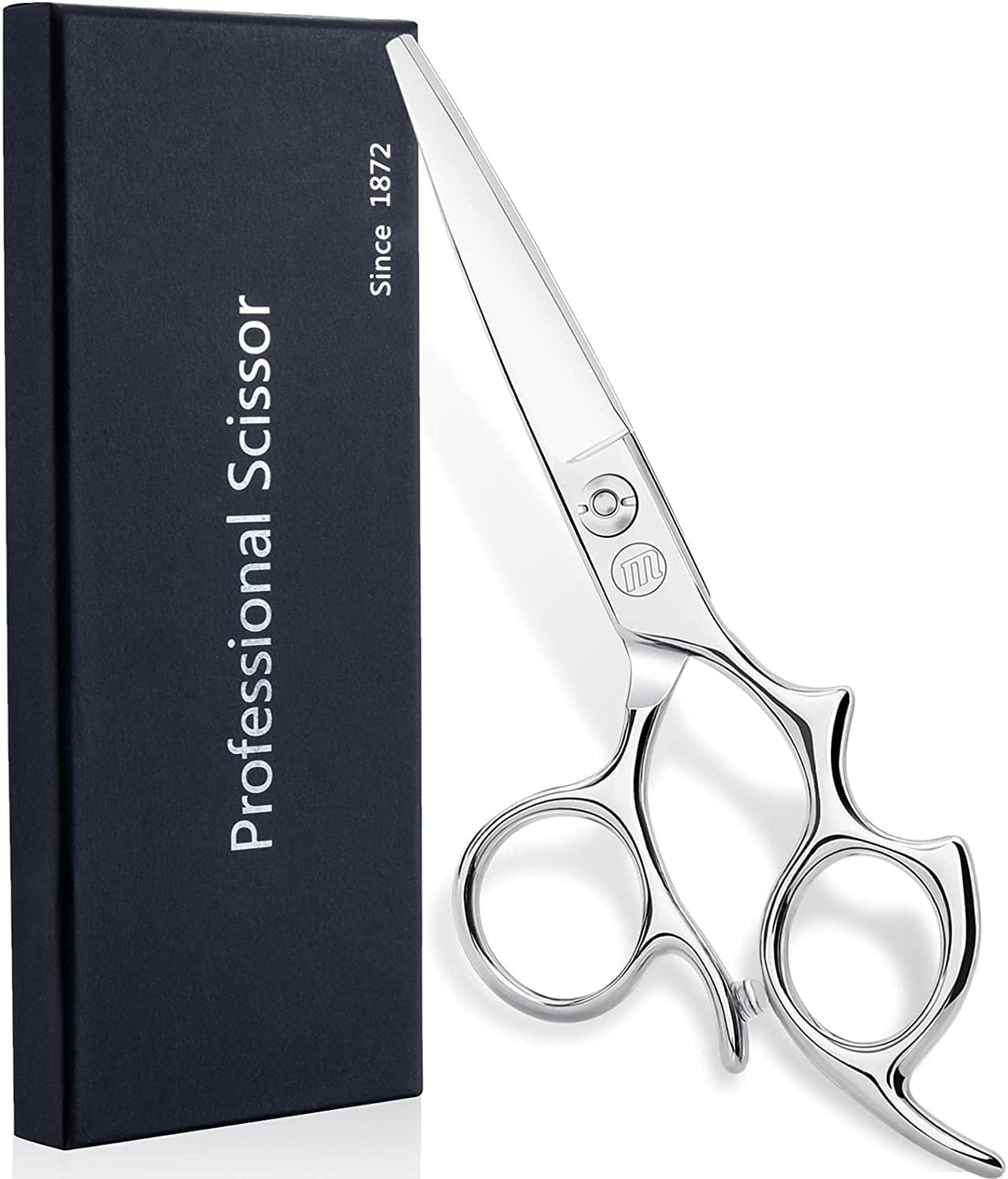 Moontay Moontay 5.5" Hair Cutting Shears with Large Finger Holes, Professional Barber Stylist Scissors, Salon Hair Cutting Scissors, 440C Japanese Stainless Steel, Silver