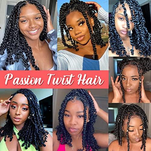 Rainish Passion Twist Hair 24 Inch Pre-looped Passion Twist Crochet Hair 9 Packs Pre-twisted Water Wave Crochet Braids Butterfly Locs Long Bohemian Braiding Hair Extensions (24 Inch, (Pack of 9), T1B/27)