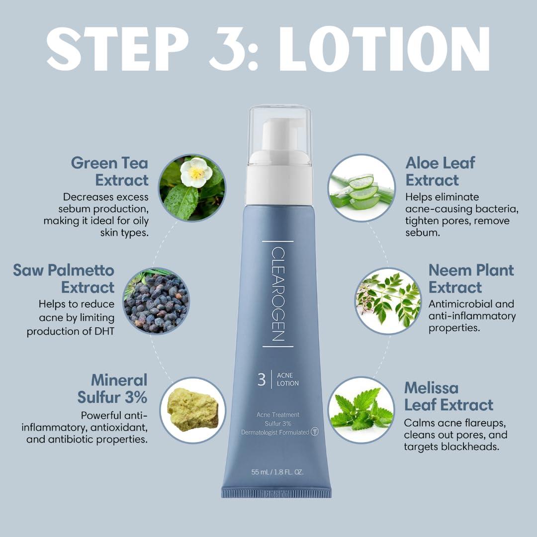 Clearogen Clearogen Hormonal Acne Solution Natural Anti-DHT Deluxe Set, 2-Month Sensitive Skin Kit