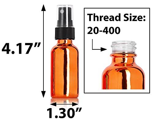 JUVITUS JUVITUS 1 oz Rose Gold Glass Boston Round Bottle with Black Spray (6 pack) Refillable Empty Storage Containers