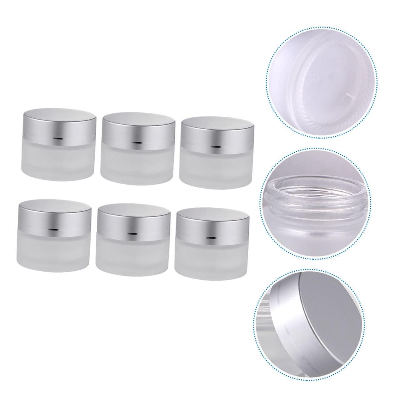 VINTORKY VINTORKY 6 Pcs 5g Frosted Glass Cosmetic Jars for Eye Cream and Samples Makeup Storage Containers for Creams and Lotions Refillable Storage Pots for Skincare
