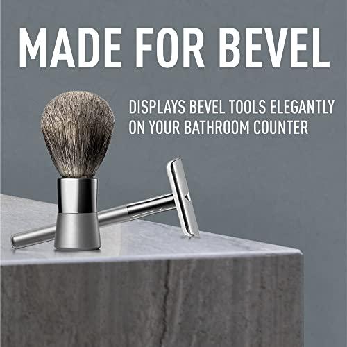 Bevel Bevel Safety Razor & Shaving Brush Display Stand with Non Slip Base, Dual Shave Stand Designed to Prevent Water Damage, Improve Hygiene and Protect Shaving Kit
