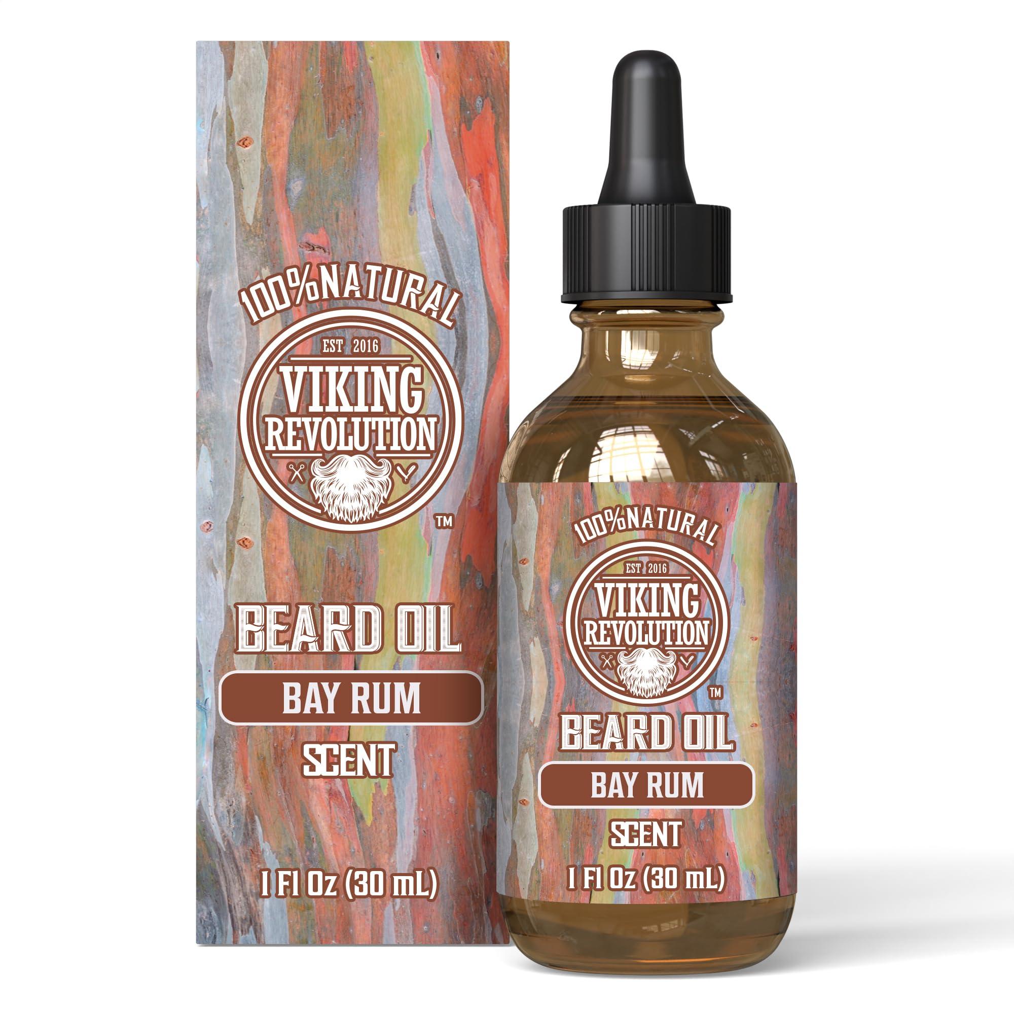 Viking Revolution Viking Revolution Bay Rum Beard Oil for Men - Natural Softener and Conditioner with Argan & Jojoba Oils for Strengthening and Moisturizing