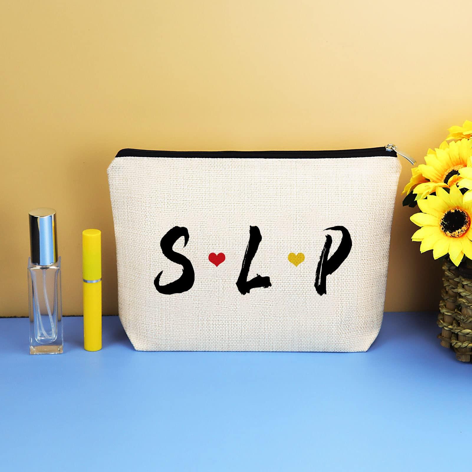 Mikela Speech Therapist Gift Makeup Bag Gift for SLP Women Speech Pathology Gifts Cosmetic Bag Pouch Speech Language Pathologist Gift Appreciation Gifts Thank You Gift Thanksgiving Gift for Speech Therapist