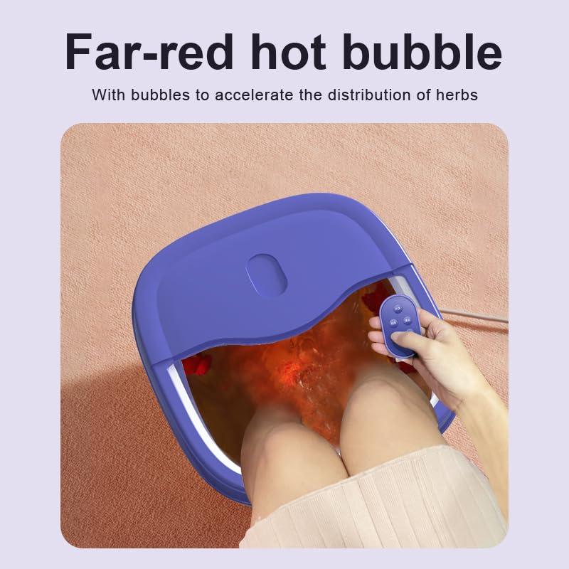ele ELEOPTION ele ELEOPTION Collapsible Pedicure Foot Spa Electric Foot Bath Spa with Heat and Massage, Bubble, Foot Massager Spa for Feet Stress Relief Soaker Home Basin Purple