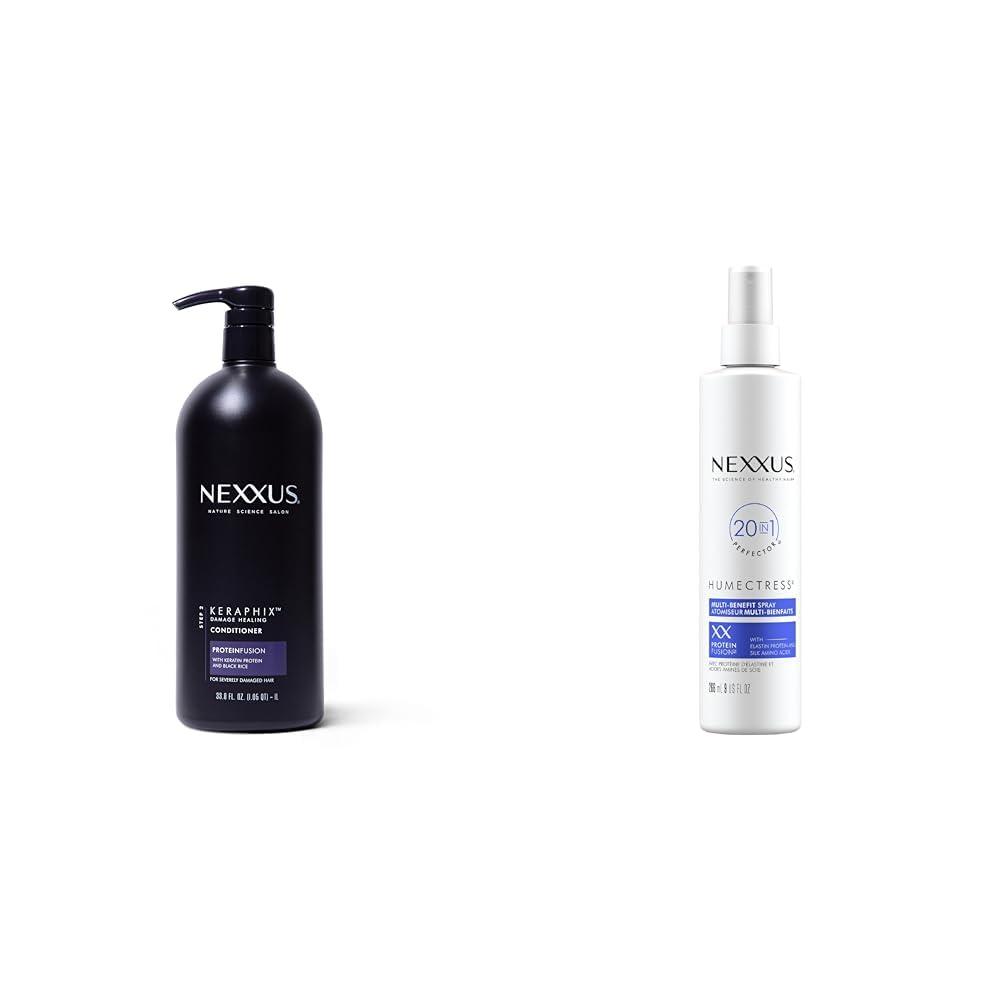Nexxus Nexxus Keraphix ProteinFusion Conditioner with Keratin Protein and Black Rice for Damaged Hair 33.8 oz & Humectress Leave-In Conditioner Spray 20-in-1 Perfector