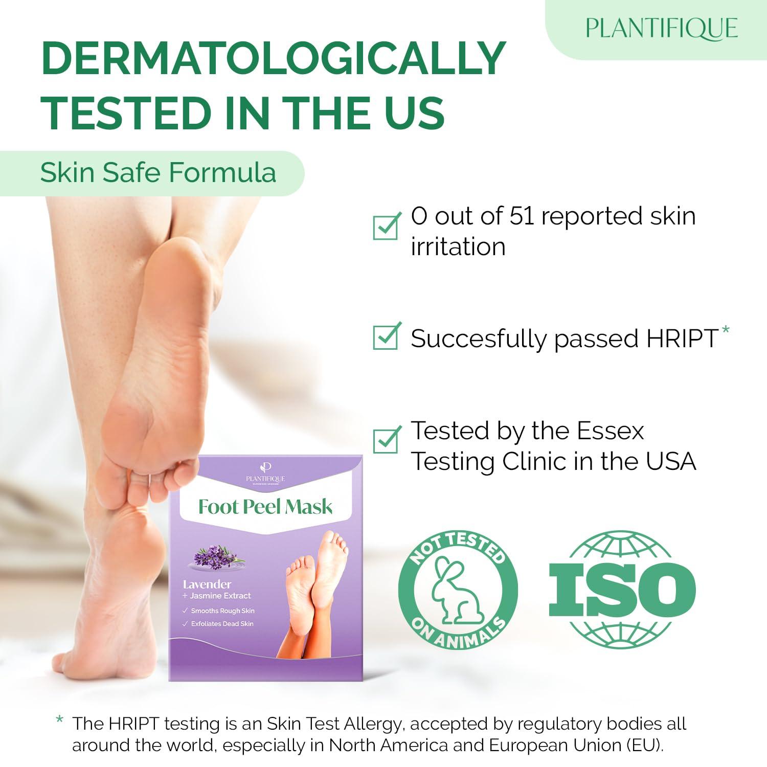 PLANTIFIQUE PLANTIFIQUE Foot Peeling Mask - 4 pack Dermatologically Tested to Repair Heels & Remove Dead Skin for Baby Soft Feet - Exfoliating Peel Mask for Cracked Feet