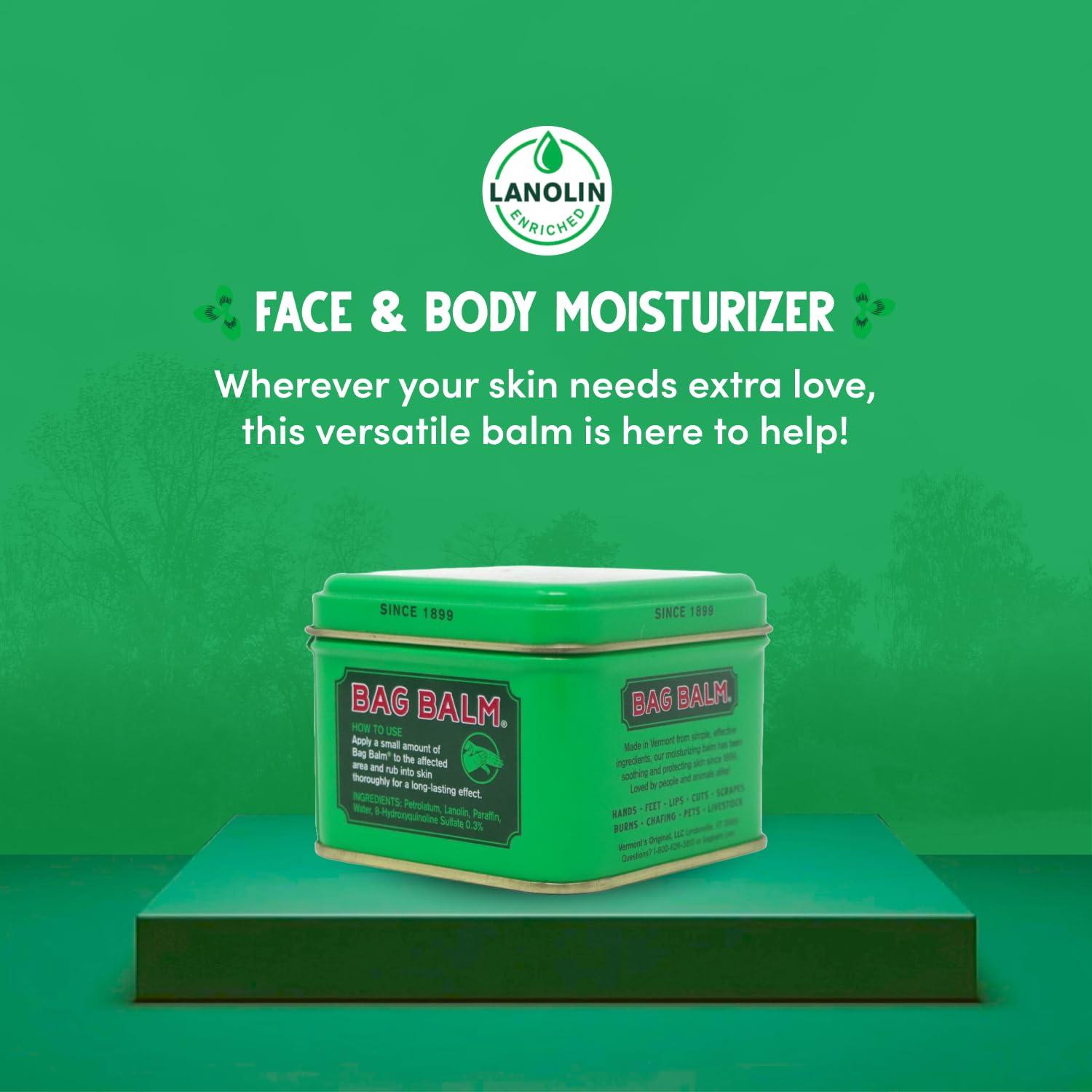 Bag Balm Bag Balm Vermont's Original Hand Moisturizer, Hand Balm for Dry Skin, Cracked Hands, Heels & Dry Hands Treatment, For Dogs and More Ointment, Lotion - 8oz Tin, 3 Pack