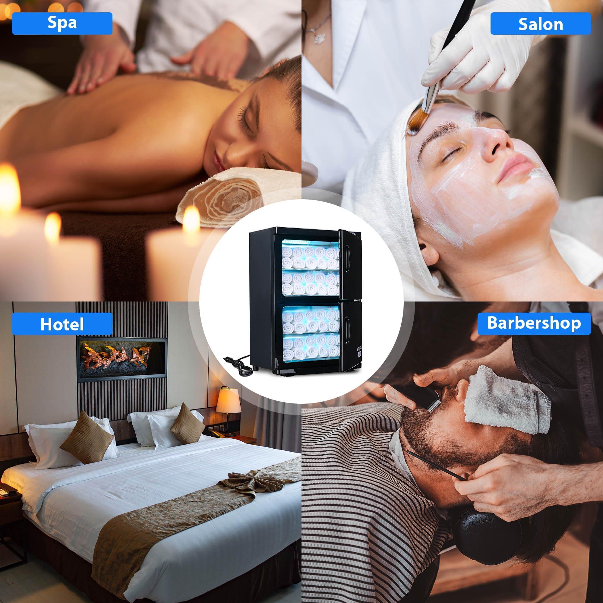 AW BYOOTIQUE Hot Towel Warmer Cabinet, 46L Extra Large Capacity, 2in1 Professional Double Towel Heater Mechine for Facial Spa, Massage, Hair Salon, Barber, Estheticians, Beauty Salon, Black