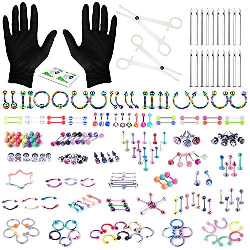 BodyJ4You BodyJ4You Piercing Aftercare Saline Cleanser - Professional Piercing Kit 14G 16G 18G - Belly Button Nose Lip Ear Tragus - 156PC Complete Set