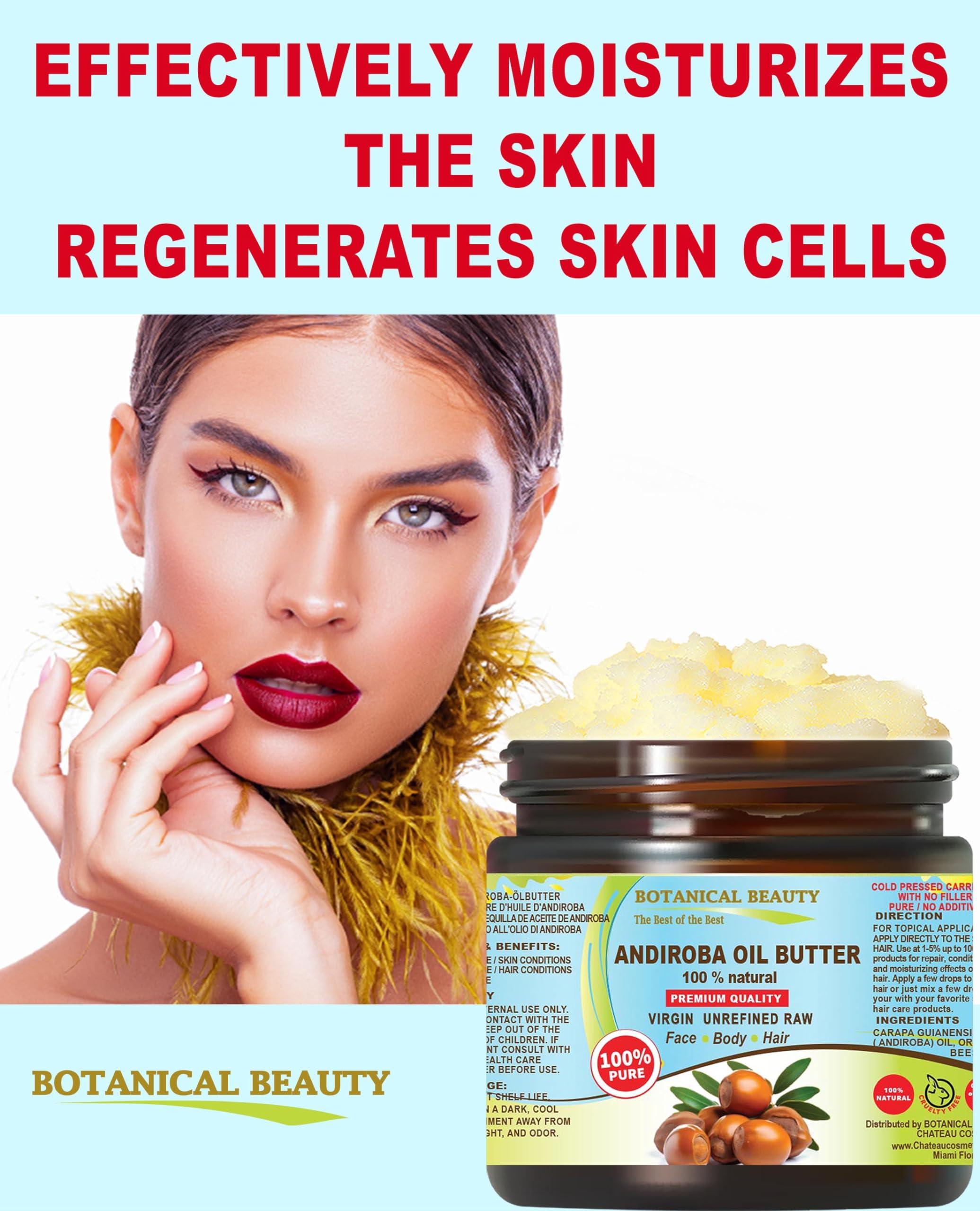 Botanical Beauty Botanical Beauty\' ANDIROBA OIL BUTTER RAW Pure Natural VIRGIN UNREFINED Cold-Pressed 8 Fl oz 240 ml for Face, Skin, Body, Hair, Lip, Nails. Rich in Vitamin E, Vitamin C