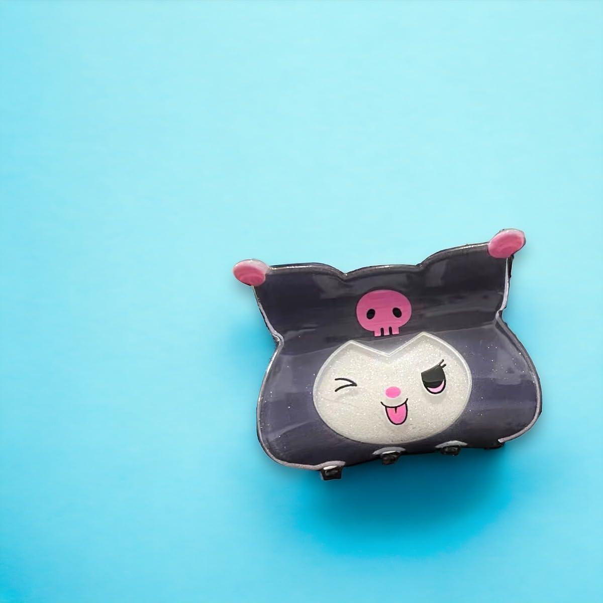 KOZUKI KOZUKI Anime hair clip with glitter KAWAII HAIR STYLE CUTE AND DURABLE (KURO, Silver, 1 Count, Women)