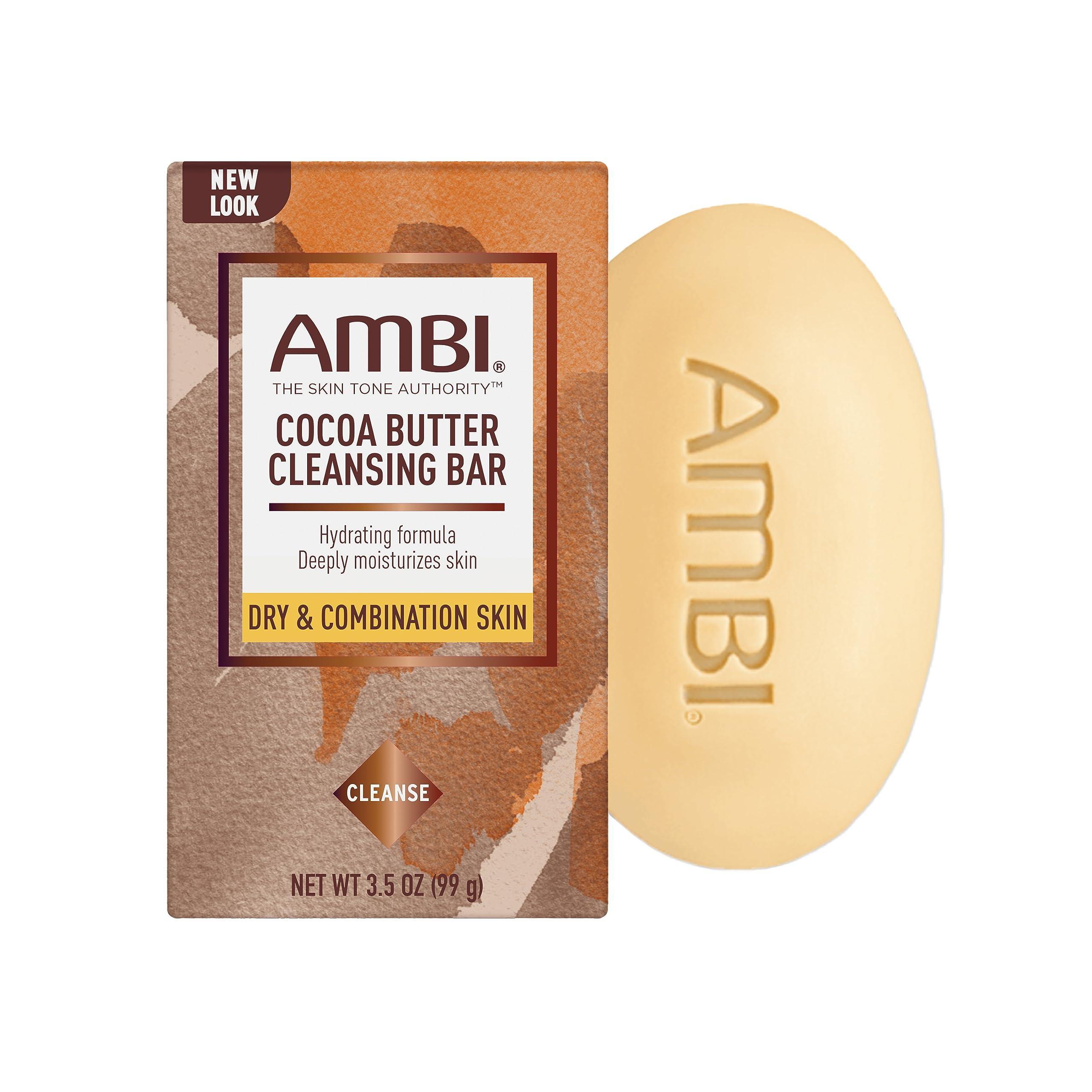 Ambi Ambi Even & Clear Charcoal Black Soap Facial Cleanser & Cocoa Butter Cleansing Bar | Helps Even Skin Tone & Moisturize | 3.5 Ounce Each