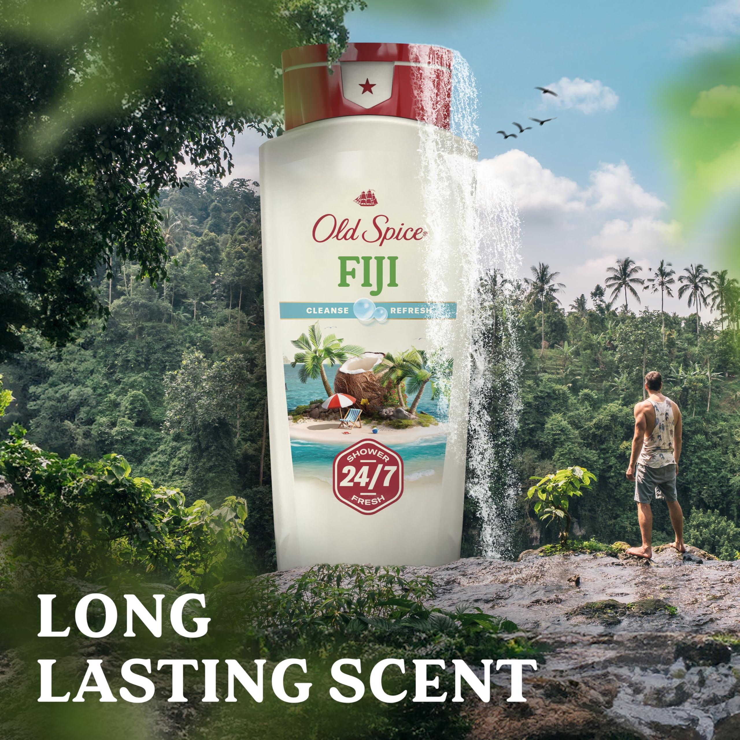 Old Spice Old Spice Body Wash for Men, 24/7 Shower Fresh with Long Lasting Scent, Fiji with Palm Tree Scent, 18 fl oz (Pack of 4)