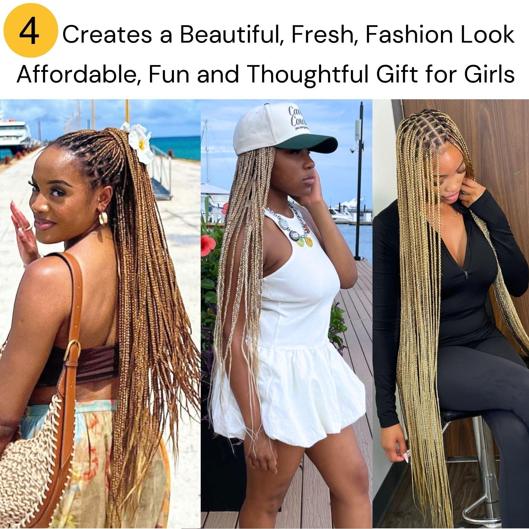 Wuqibawu Honey Blonde Braiding Hair Pre stretched Box Braiding Hair Extensions Knotless Braids 3 Packs