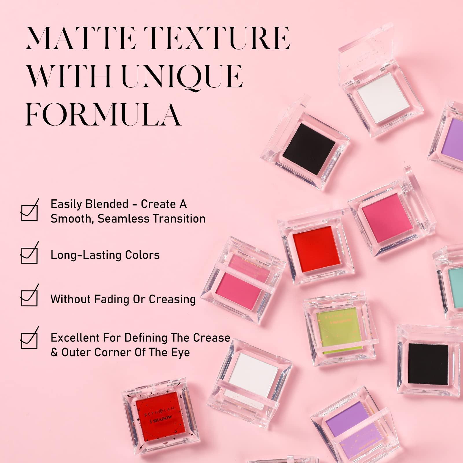 BEPHOLAN BEPHOLAN Single Matte Black Eyeshadow Palette,Black Blush,Cake Eyeliner Powder Goth Makeup Eyeshadow, Black Gothic Vampire Blood Makeup,Black Rose