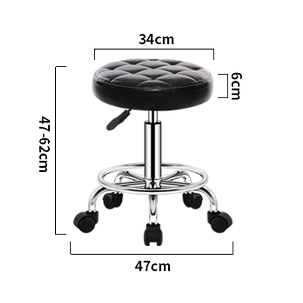 ZHOUXIAO ZHOUXIAO PU Leather Swivel Massage Salon Stool with Footrest, Round Rolling Stool Beauty Spa Chair,Adjustable Height Bar Stool for Hairdressing Manicure Tattoo Barber Hairdre red