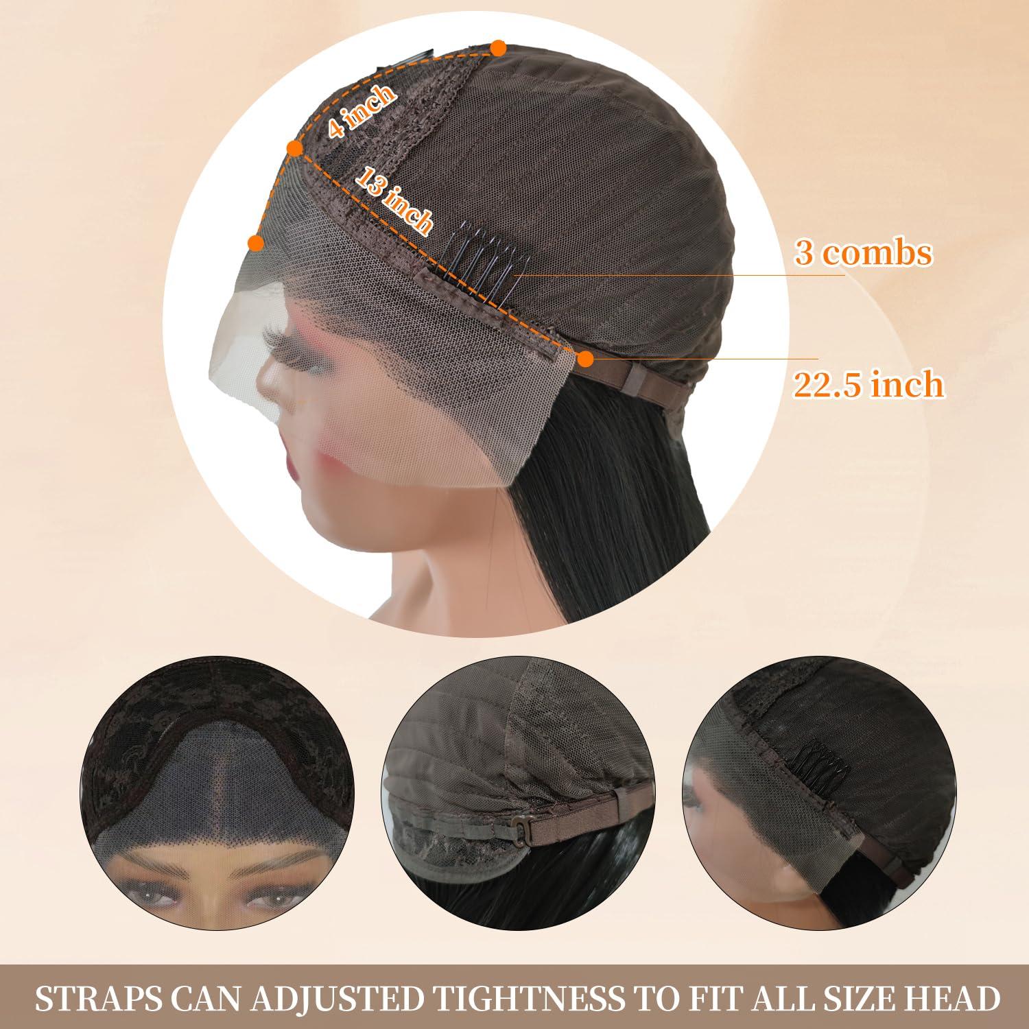 SSSNIVIA SSSNIVIA Red Wig Synthetic Lace Front Wig Ready to Wear Glueless Wig Pre Plucked 13x4 HD Lace Front Wigs Long Straight Red Wigs for Women Natural Looking 22inch