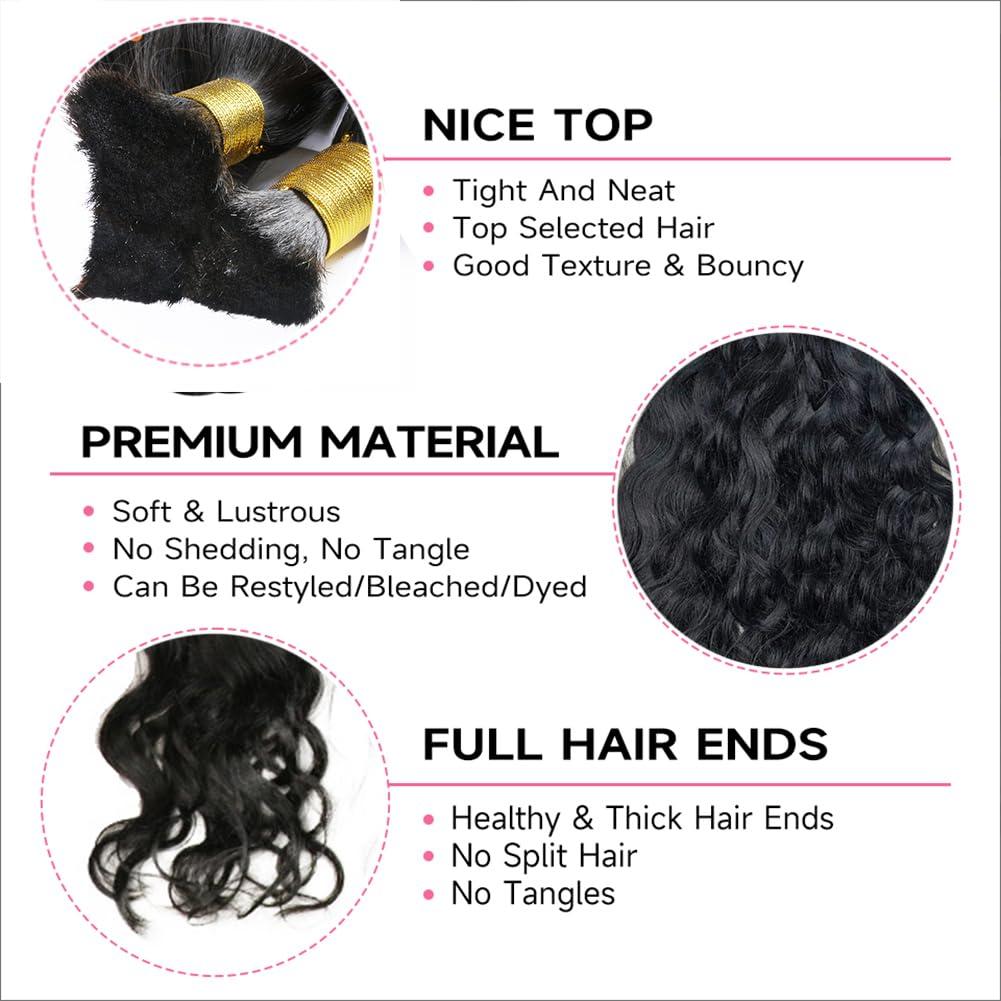 Kiss darling LASHES No Weft 100% Human Braiding Hair for Fashion Women and Girls Bulk Brazilian Remy Human Hair Bulk For Braiding 30inch 100 grams Natural Color