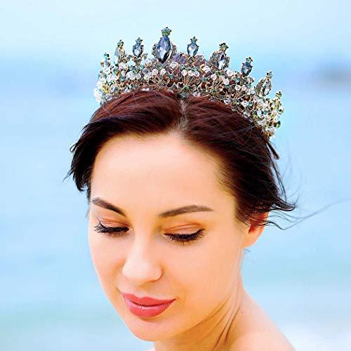 Catery Catery Black Baroque Crowns and Tiaras Crystal Rhinestones Bride Wedding Queen Crowns for Women and Girls Decorative Princess Tiaras Hair Accessories for Prom