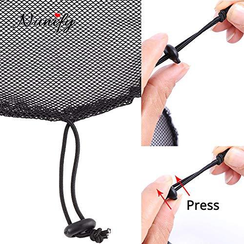 Nunify 5 Pcs Hair Net for Making Afro Puff Drawstring Ponytail And Afro Hair Bun - Black Glueless Ponytail Hairnet with 10 Pcs Wig Combs - Adjustable Strap Afro Hair Bun Weaving Net For Women (L/Round)
