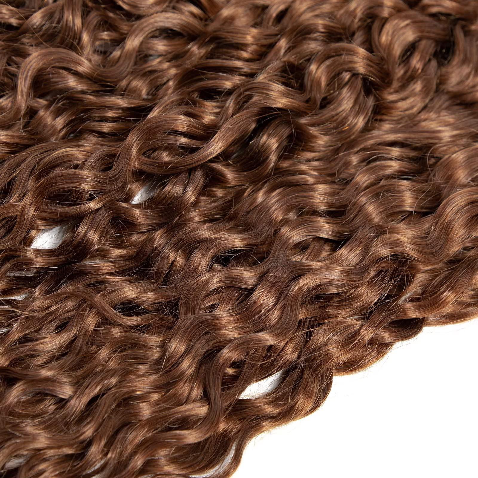 FEEL ME FEEL ME Brazilian Water Wave Bundles Brown Human Hair Bundles 8A Mink Water Wave Brazilian Hair Weave 3 Bundles Colored 30 Deep Curly Human Hair Extension 300gram(10 12 14?