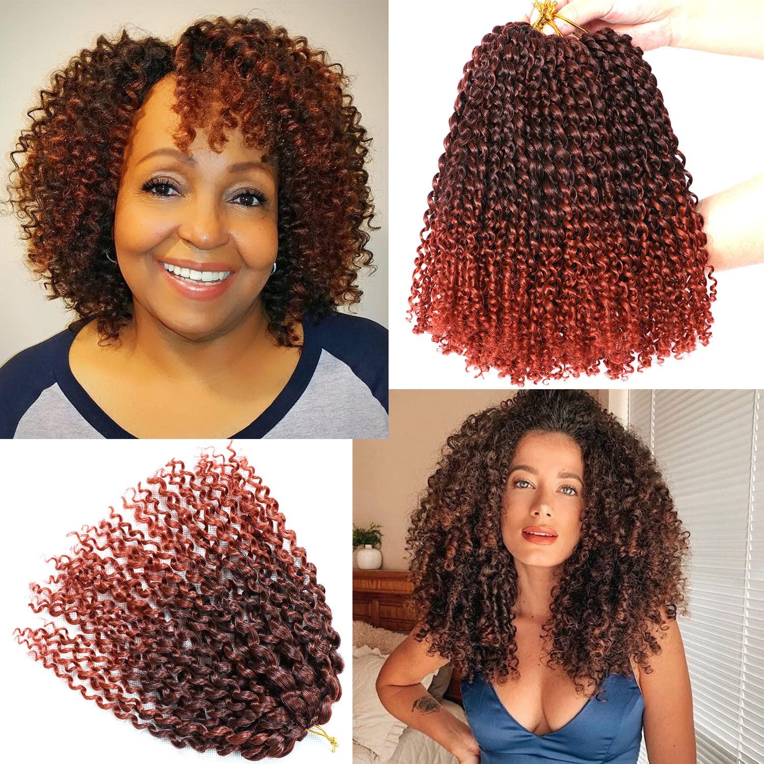 Lifabeauty 10 Inch Marlybob Crochet Hair 8 Small Packs/lot Crochet Braids Jerry Curly Hair Extensions Ombre Synthetic Braiding Hair (8Bundles10 Inch, 1B/350#)