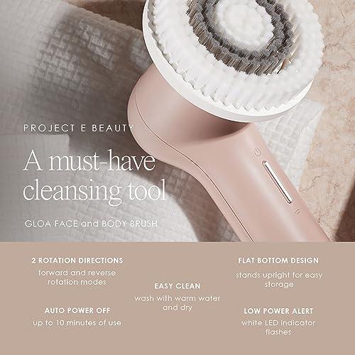 Project E Beauty Gloa Face and Body Cleansing Brush by Project E Beauty | 3 Cleaning Brushes | Pore Cleaner | Scrub Brushes for Cleaning | Exfoliate for Face & Body | Brush Cleaner for Body | Waterproof Skin Care Kit