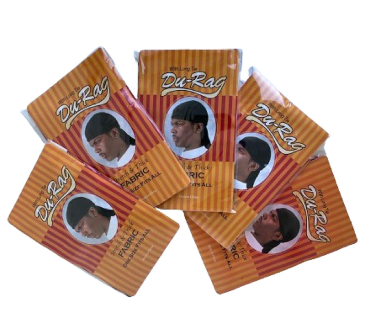 Du-rag Du-Rag 5 Pcs Silky Durag for Men, Durags Pack with Long Tail and Wide Straps, Strech, One Size Fits All, Includes 5 colors (95% polyester 5% spandex), Black, Red, White, Blue, Gray