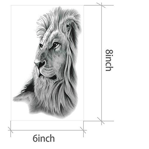 AWLEE Temporary Tattoos for Men Women Large Tribal Totem Eagle Owl Wolf Tiger Dragon Lion Pattern Waterproof FakeTattoos Body Half Arm Shoulder Chest (Pattern 3)