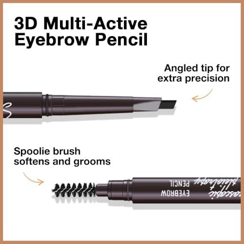 WanTuoluo 4 Pcs Ultimate Eyebrow Retractable Definer Pencils,Dual-Sided Natural Soft Textured Eyebrow Pencil, for Daily Look Eyebrow Makeup,Brow Brush,Fine Tip-Black