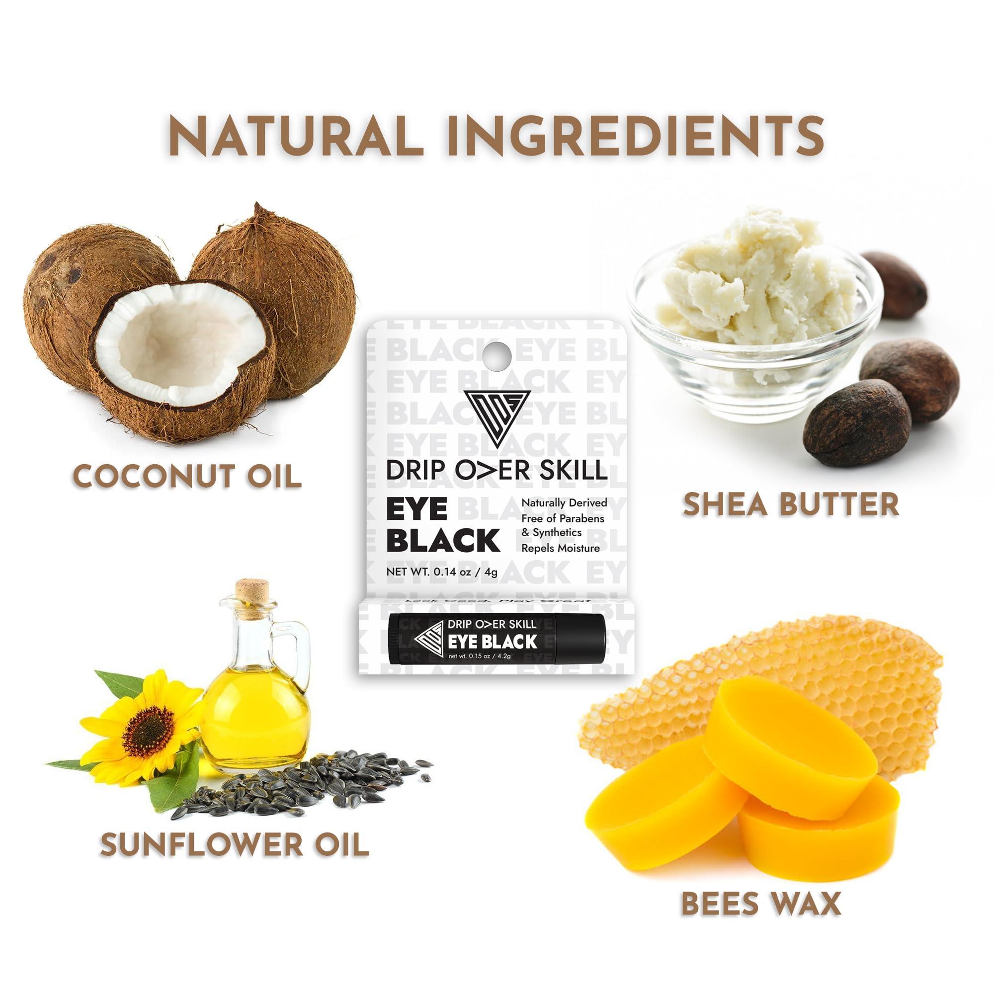 Drip Over Skill D.R.I.P Over Skill Sports Eye Black Stick, Face Paint for Baseball, Softball, Lacrosse, Football, Soccer, Hockey, Natural Ingredients, Hypoallergenic & Dermatologist Tested,1 Pack w/Keychain Sleeve