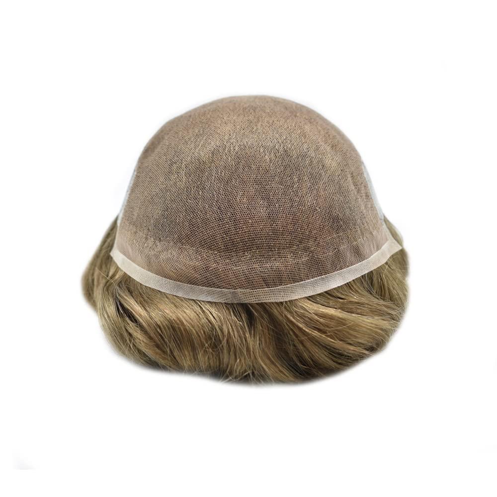 Hair Wonders Hair Wonders Men\'s Toupee Remy Human Hair Piece Men Lace Toupee For Men Bleached Knot Hair Replacement System Man Hairpieces Toupee 7x9 120% Light Medium To Medium Density #17 Dark Ash Blonde