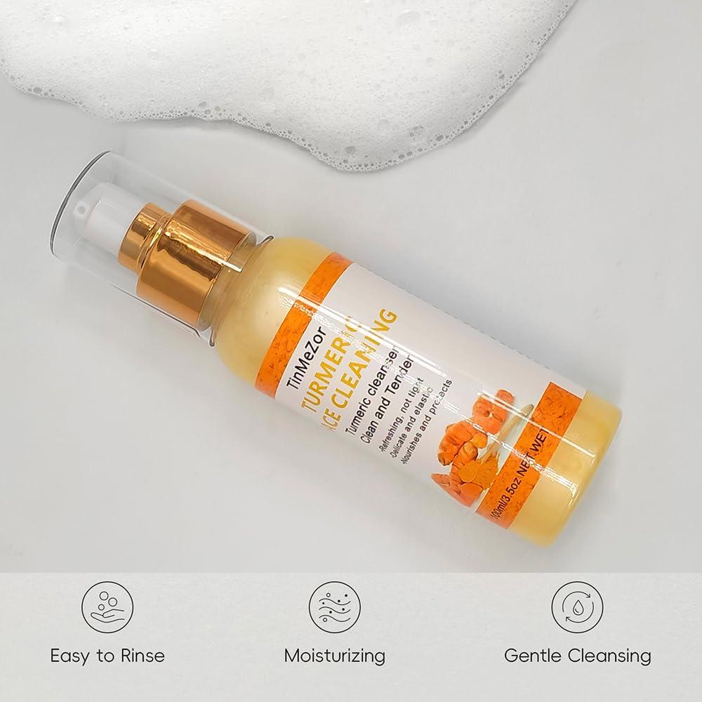 TinMeZor Turmeric Foaming Face Cleanser,Turmeric Cleanser for Face,Tumeric Face Wash,2 PCS Turmeric Facial Cleanser